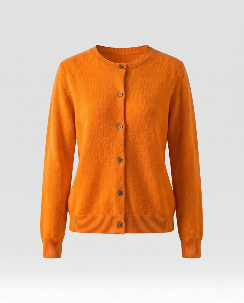 Damen Leichter kastiger Feinstrick-Cardigan mit Rundhalsausschnitt, kaschmirähnlicher Haptik und tonalen Knöpfen Nord Taschen