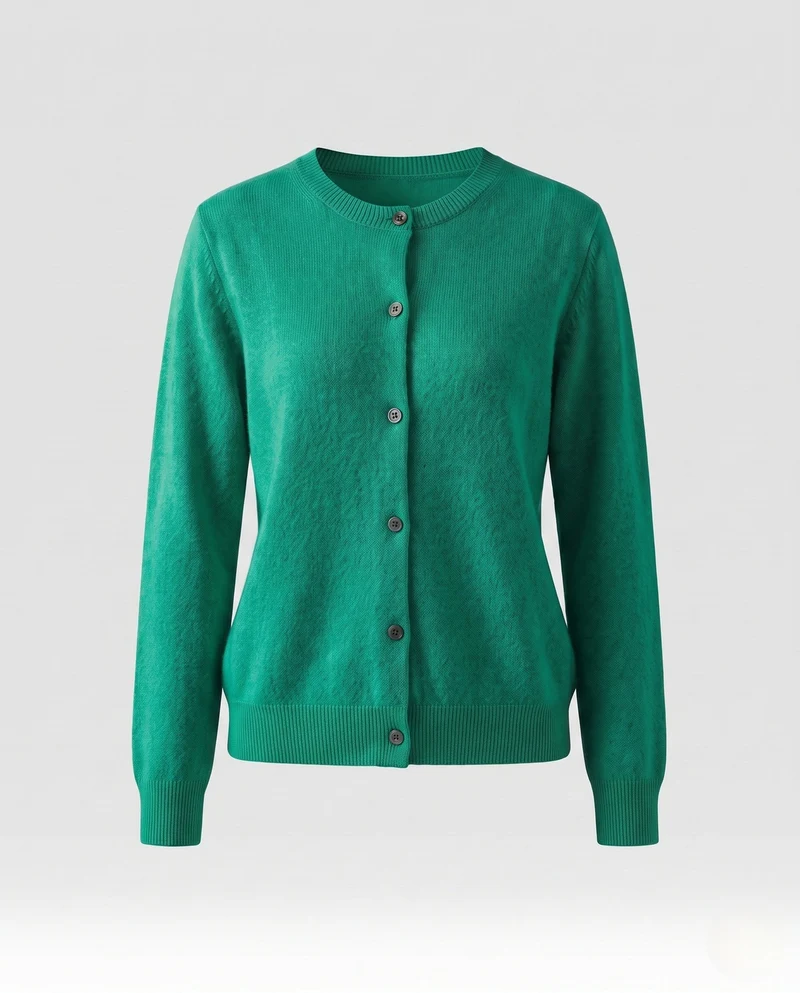 Damen Leichter kastiger Feinstrick-Cardigan mit Rundhalsausschnitt, kaschmirähnlicher Haptik und tonalen Knöpfen Nord Taschen