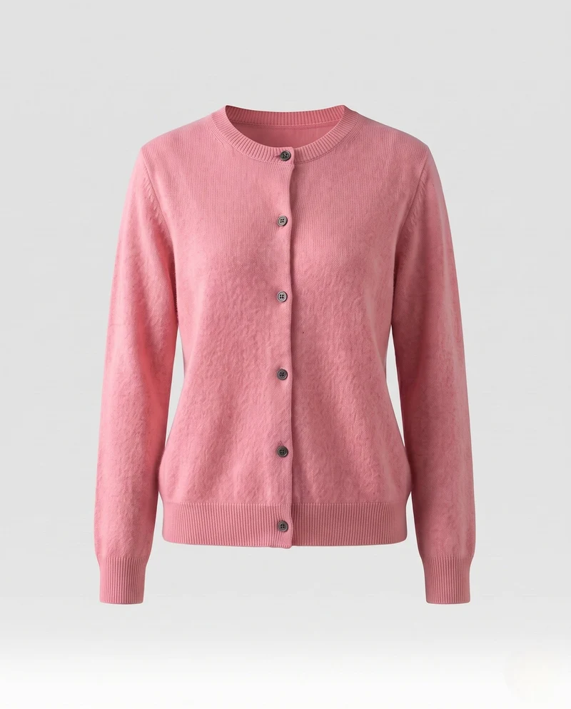 Damen Leichter kastiger Feinstrick-Cardigan mit Rundhalsausschnitt, kaschmirähnlicher Haptik und tonalen Knöpfen Nord Taschen