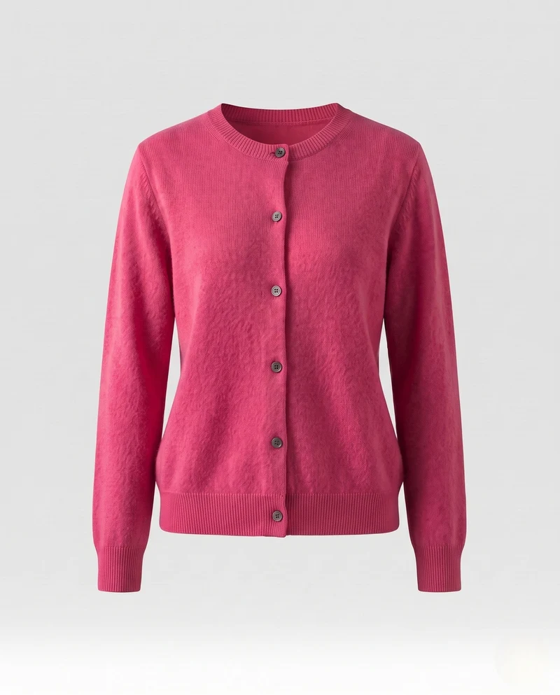 Damen Leichter kastiger Feinstrick-Cardigan mit Rundhalsausschnitt, kaschmirähnlicher Haptik und tonalen Knöpfen Nord Taschen
