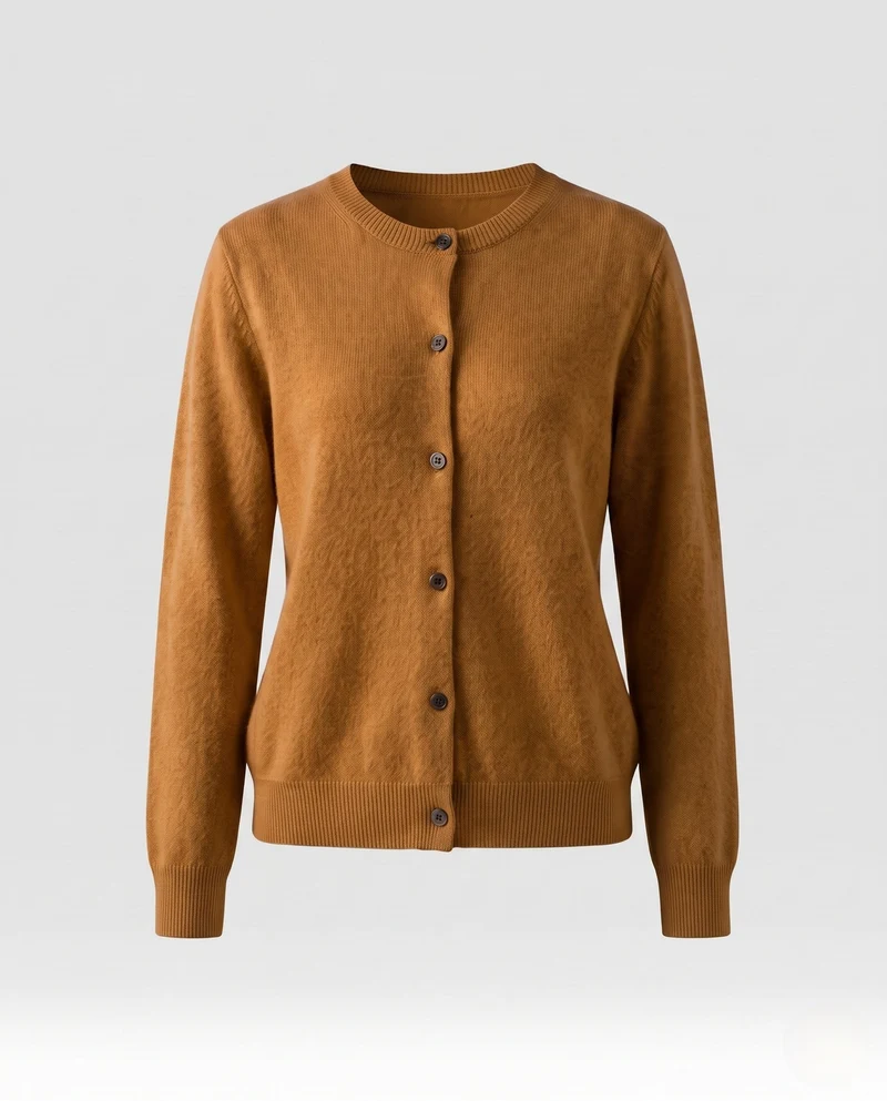 Damen Leichter kastiger Feinstrick-Cardigan mit Rundhalsausschnitt, kaschmirähnlicher Haptik und tonalen Knöpfen Nord Taschen