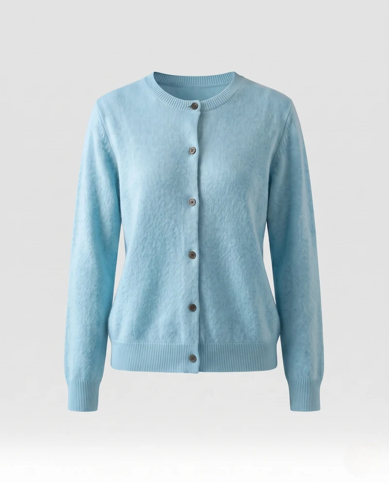 Damen Leichter kastiger Feinstrick-Cardigan mit Rundhalsausschnitt, kaschmirähnlicher Haptik und tonalen Knöpfen Nord Taschen