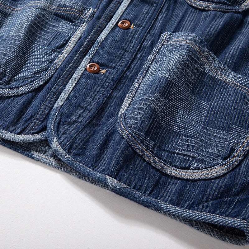 Herren Ärmellose Denim‑Weste im Workwear‑Look mit großformatigen aufgesetzten Taschen Nord Taschen