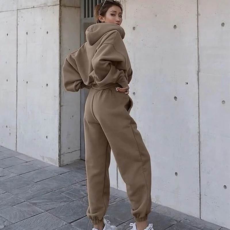 Damen Oversized Loungewear-Set aus French‑Terry mit Kapuze und High‑Waist Jogginghose Nord Taschen