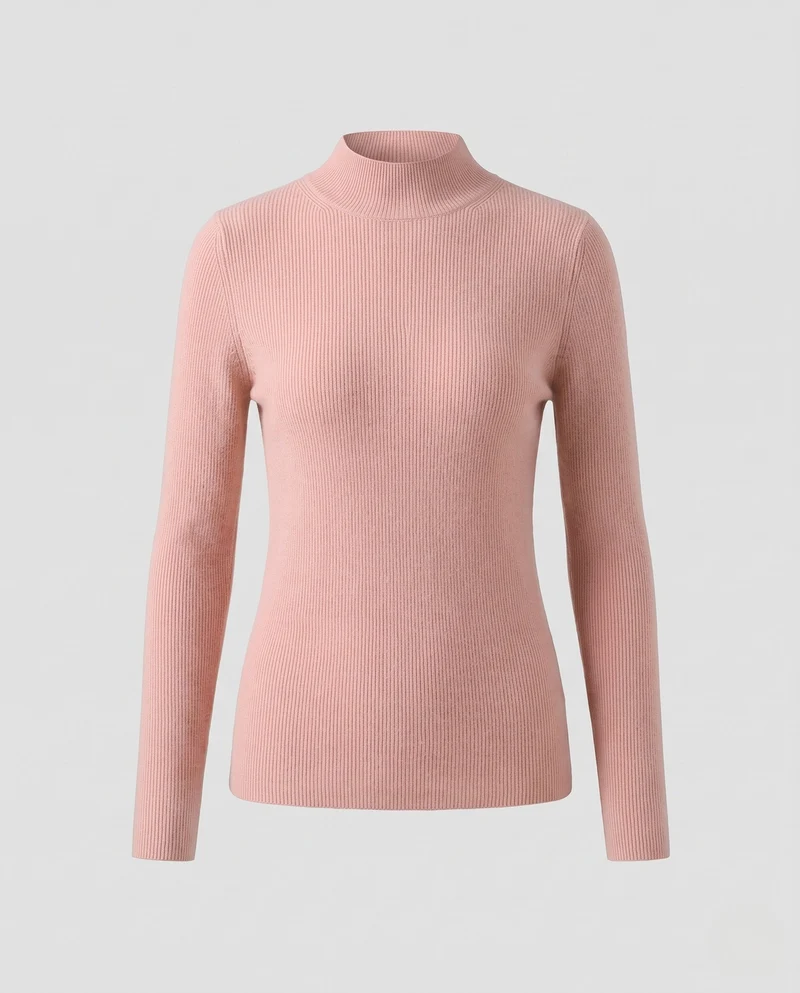 Damen Feinstrick-Mockneck-Pullover mit kaschmirähnlicher Optik und schmaler Passform Nord Taschen