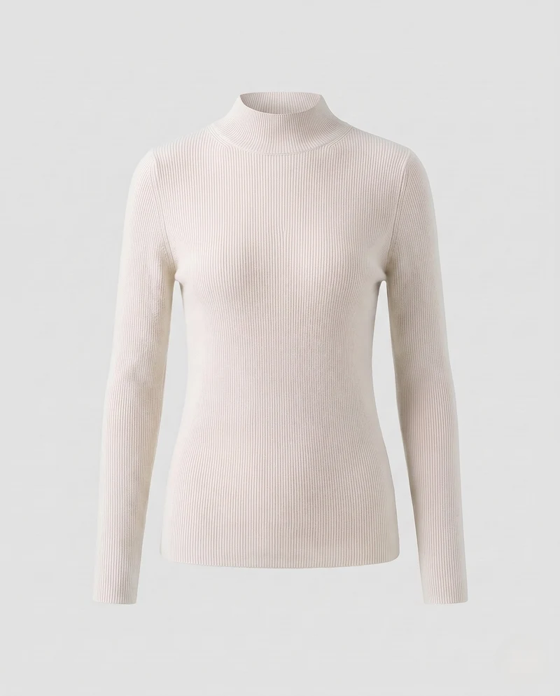 Damen Feinstrick-Mockneck-Pullover mit kaschmirähnlicher Optik und schmaler Passform Nord Taschen