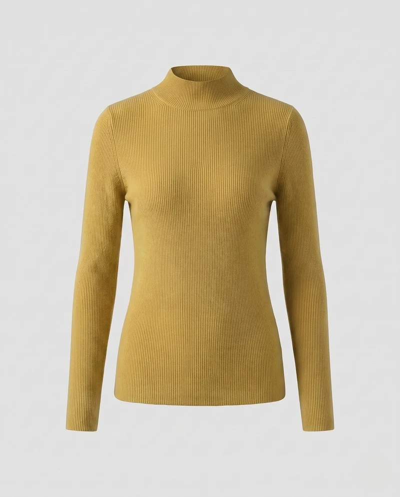 Damen Feinstrick-Mockneck-Pullover mit kaschmirähnlicher Optik und schmaler Passform Nord Taschen