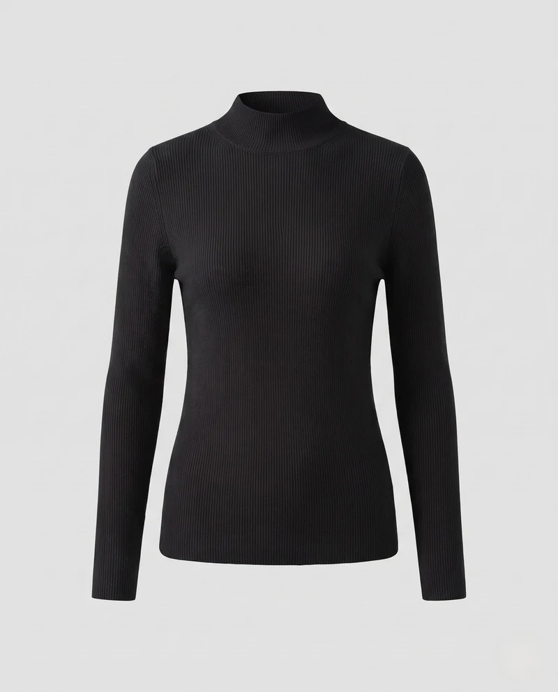 Damen Feinstrick-Mockneck-Pullover mit kaschmirähnlicher Optik und schmaler Passform Nord Taschen