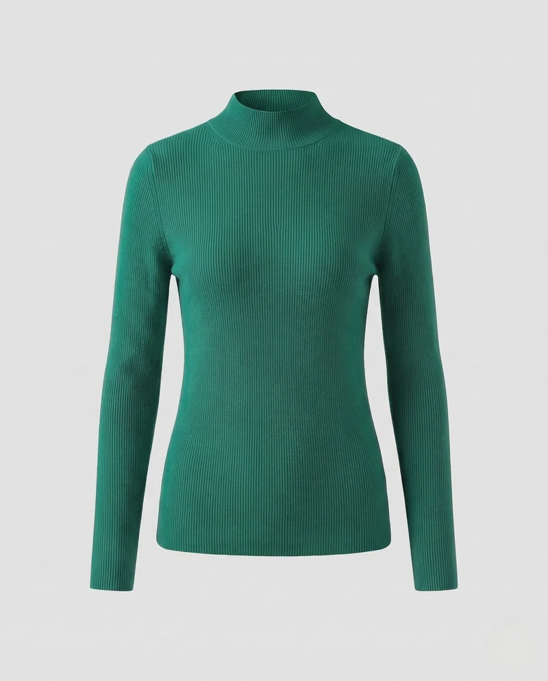 Damen Feinstrick-Mockneck-Pullover mit kaschmirähnlicher Optik und schmaler Passform Nord Taschen