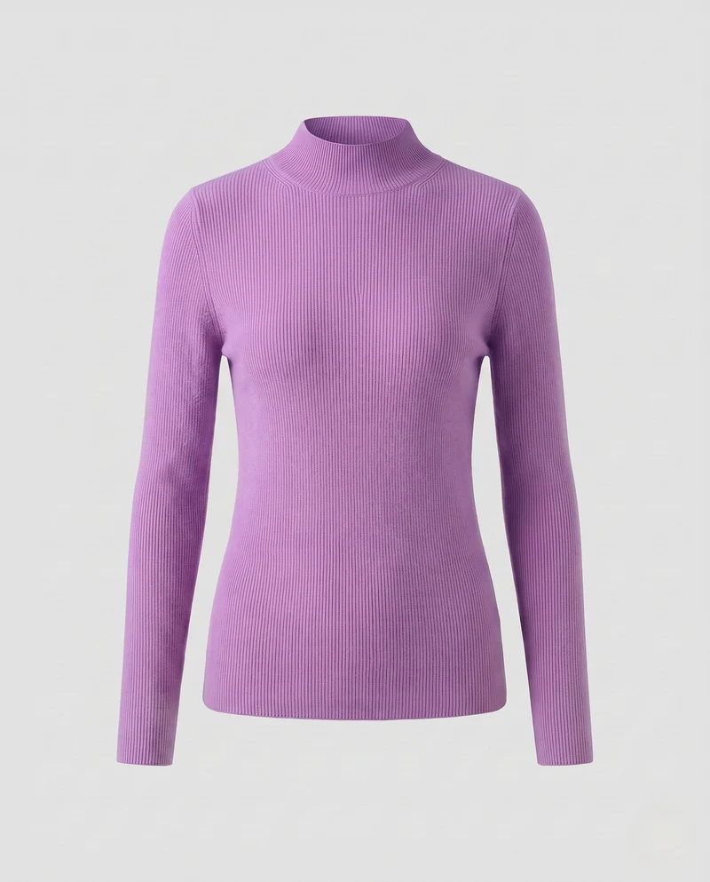 Damen Feinstrick-Mockneck-Pullover mit kaschmirähnlicher Optik und schmaler Passform Nord Taschen