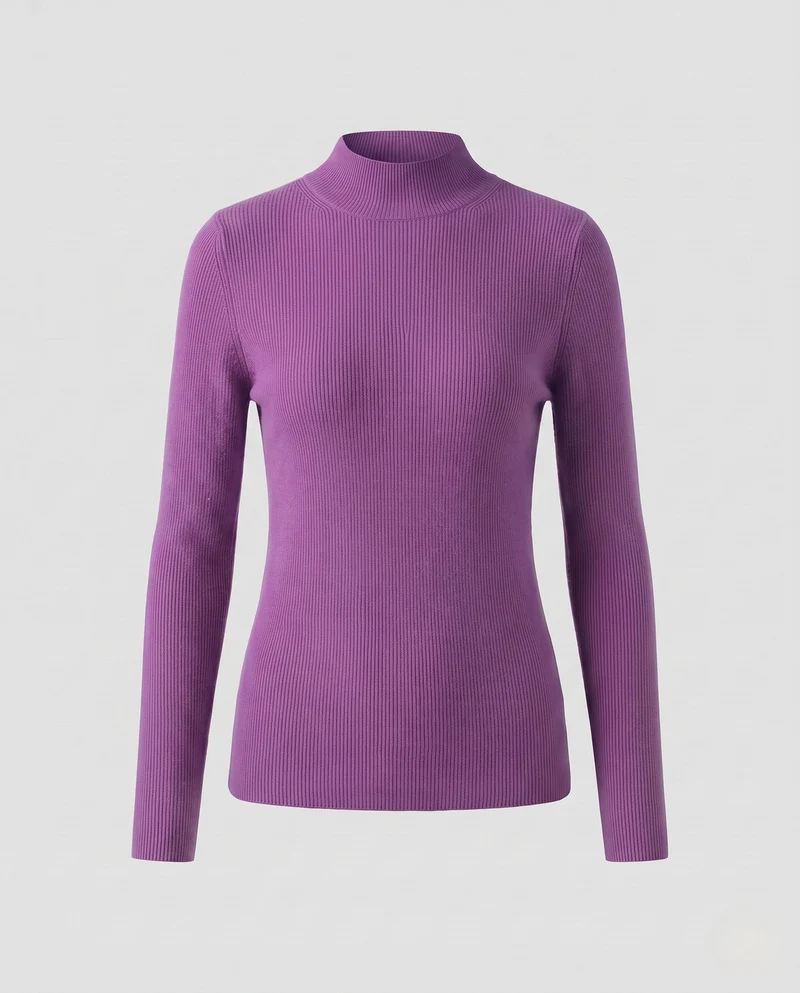 Damen Feinstrick-Mockneck-Pullover mit kaschmirähnlicher Optik und schmaler Passform Nord Taschen