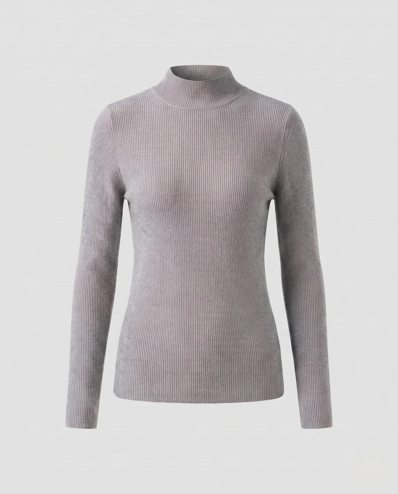 Damen Feinstrick-Mockneck-Pullover mit kaschmirähnlicher Optik und schmaler Passform Nord Taschen