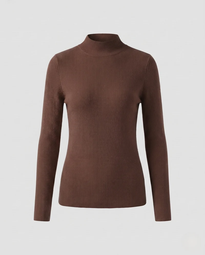 Damen Feinstrick-Mockneck-Pullover mit kaschmirähnlicher Optik und schmaler Passform Nord Taschen