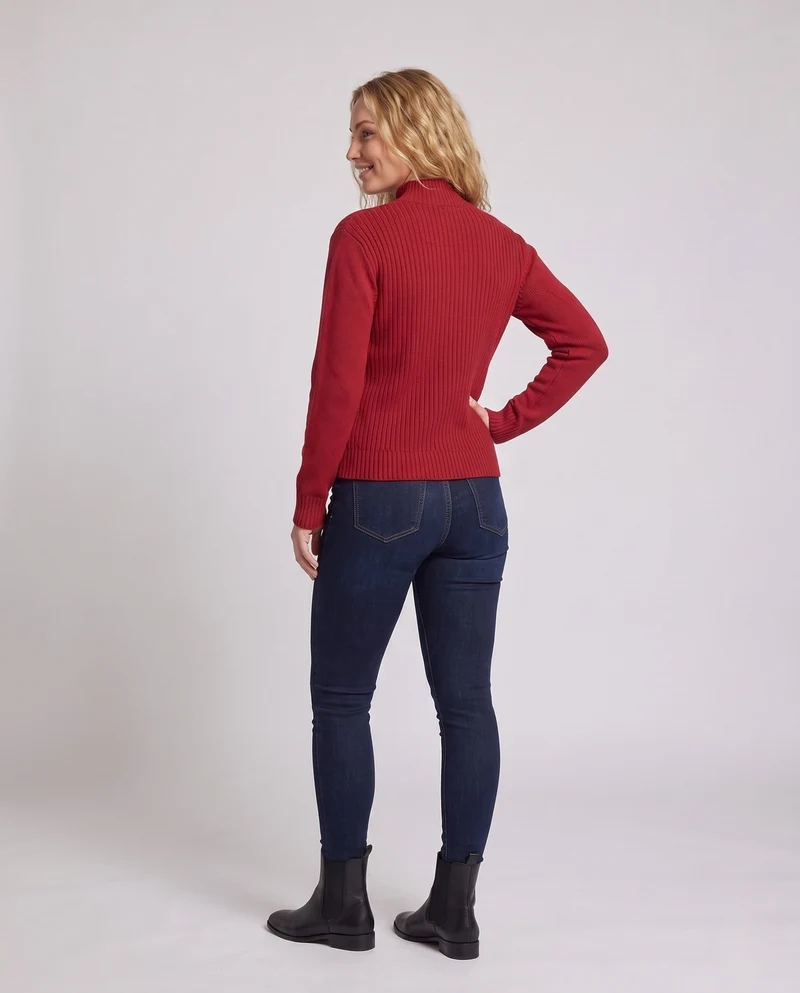 Damen Feinstrick-Mockneckpullover mit Chevron-Rippenstruktur Nord Taschen
