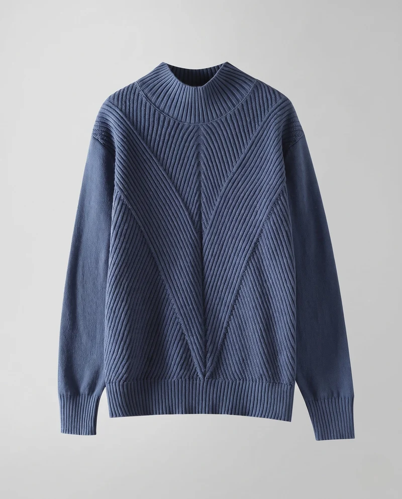 Damen Feinstrick-Mockneckpullover mit Chevron-Rippenstruktur Nord Taschen
