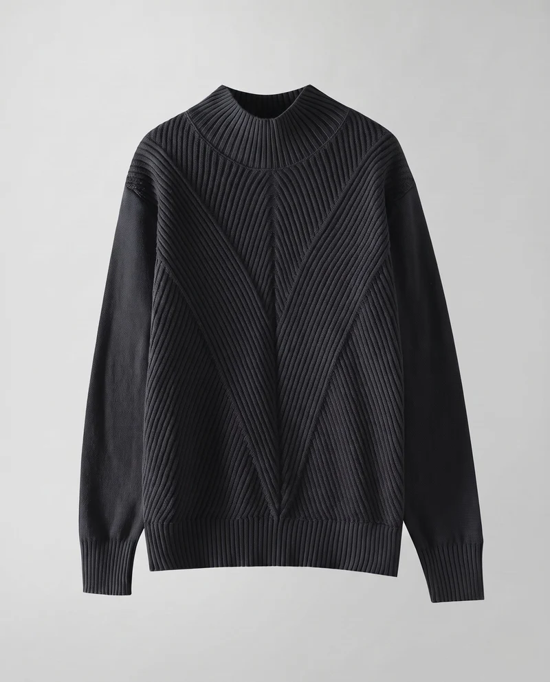 Damen Feinstrick-Mockneckpullover mit Chevron-Rippenstruktur Nord Taschen