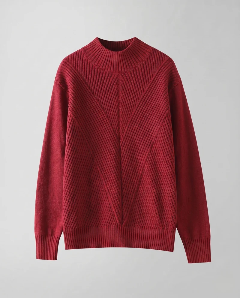 Damen Feinstrick-Mockneckpullover mit Chevron-Rippenstruktur Nord Taschen