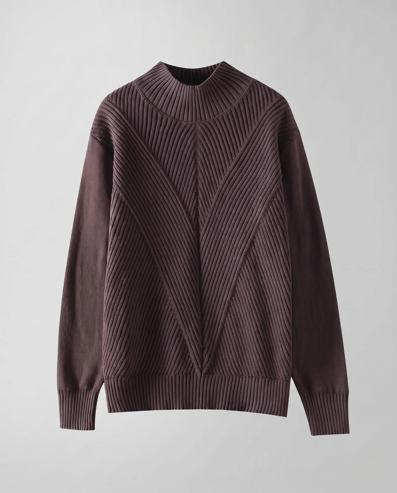 Damen Feinstrick-Mockneckpullover mit Chevron-Rippenstruktur Nord Taschen