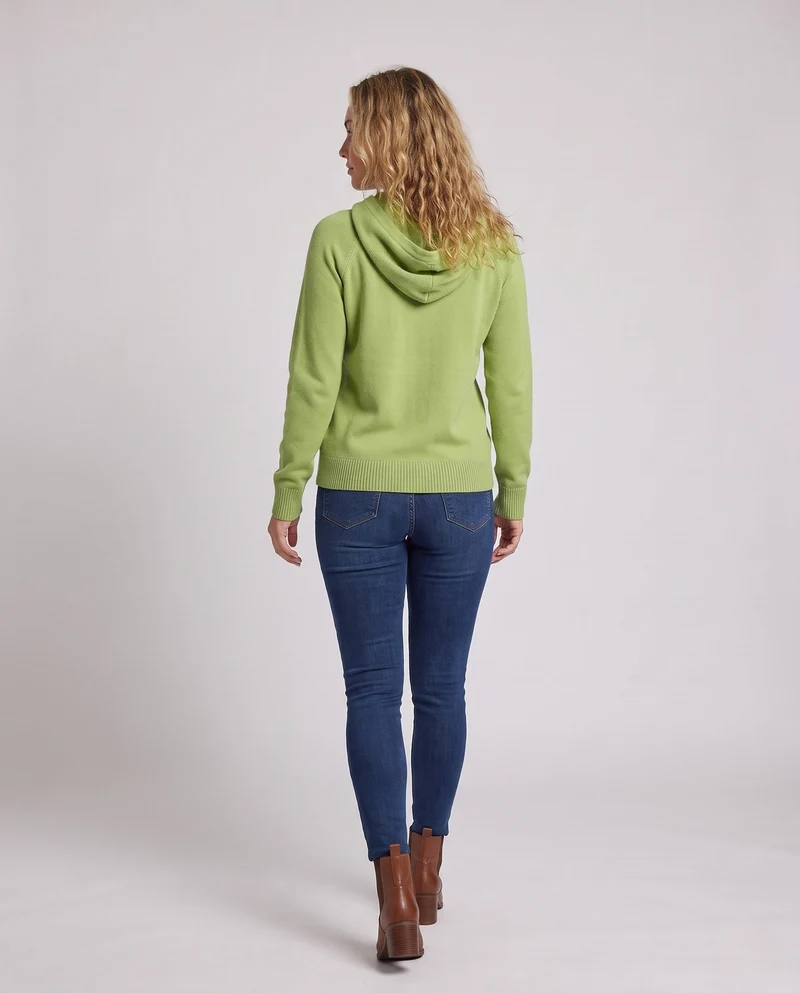 Damen Feinstrick-Kapuzenpullover mit strukturierter Piqué-Optik und lässiger Passform Nord Taschen