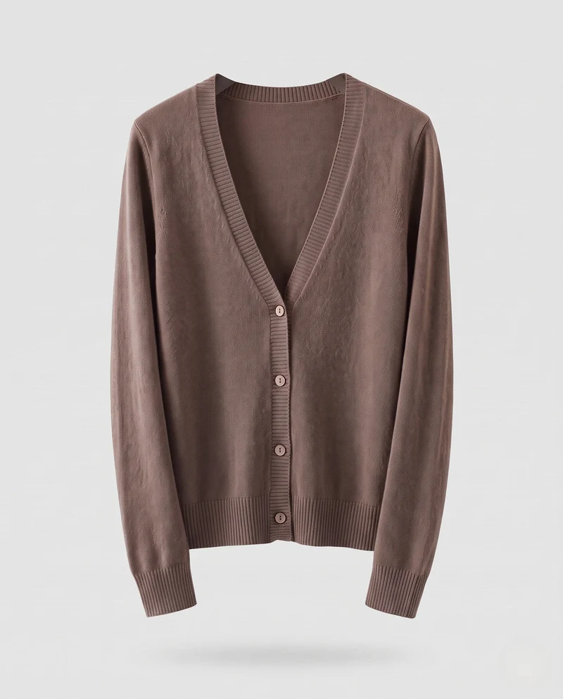 Damen Feinstrick-Knopfcardigan mit tiefem V‑Ausschnitt und kaschmirähnlicher Weichheit Nord Taschen