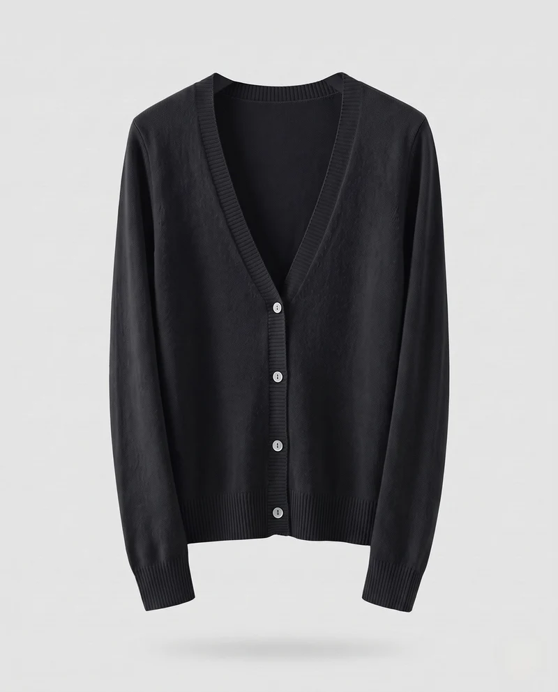 Damen Feinstrick-Knopfcardigan mit tiefem V‑Ausschnitt und kaschmirähnlicher Weichheit Nord Taschen