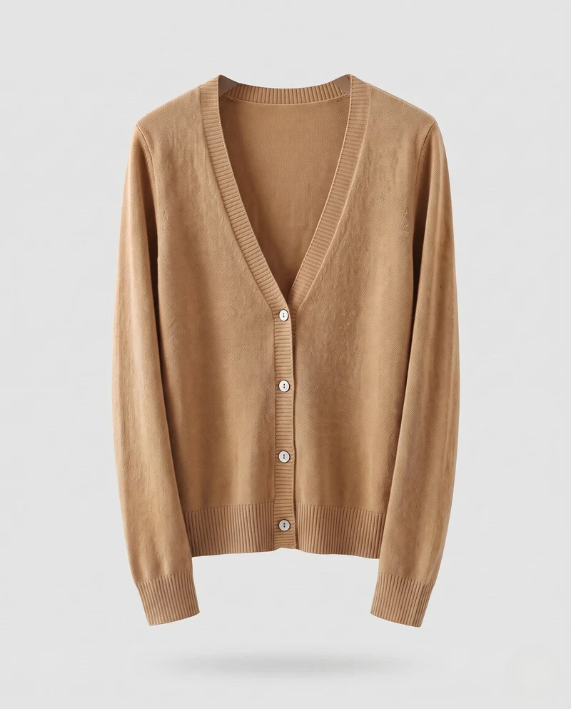 Damen Feinstrick-Knopfcardigan mit tiefem V‑Ausschnitt und kaschmirähnlicher Weichheit Nord Taschen