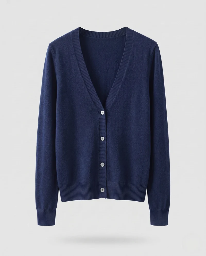 Damen Feinstrick-Knopfcardigan mit tiefem V‑Ausschnitt und kaschmirähnlicher Weichheit Nord Taschen