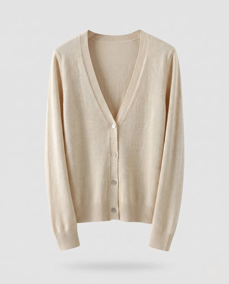 Damen Feinstrick-Knopfcardigan mit tiefem V‑Ausschnitt und kaschmirähnlicher Weichheit Nord Taschen