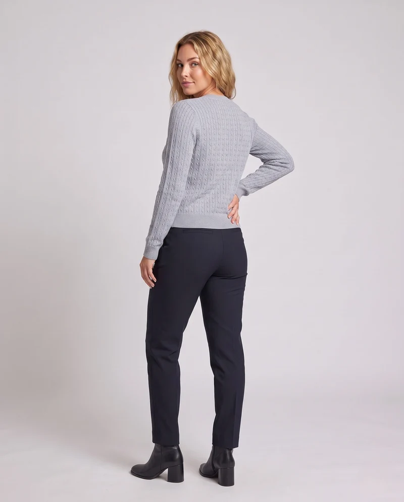 Damen Feinstrick-Cardigan mit Zopfmuster und bunten Knöpfen Nord Taschen