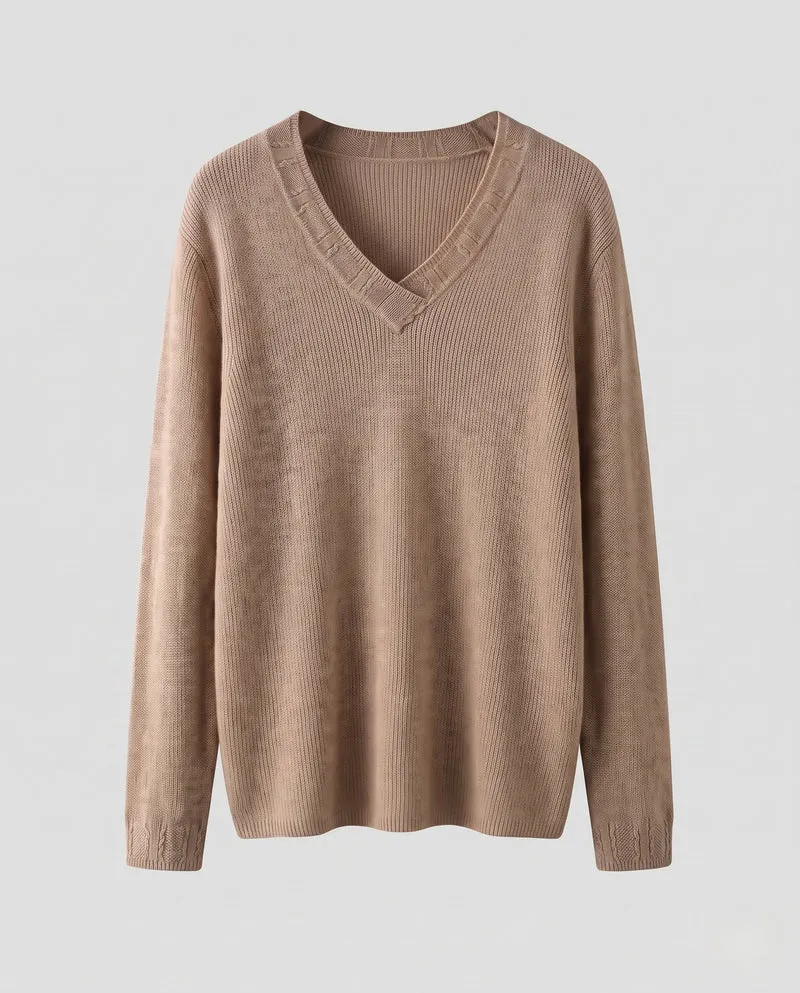 Damen Kaschmir‑Optik Feinstrickpullover mit V‑Ausschnitt und leichtem Mohair‑Finish Nord Taschen