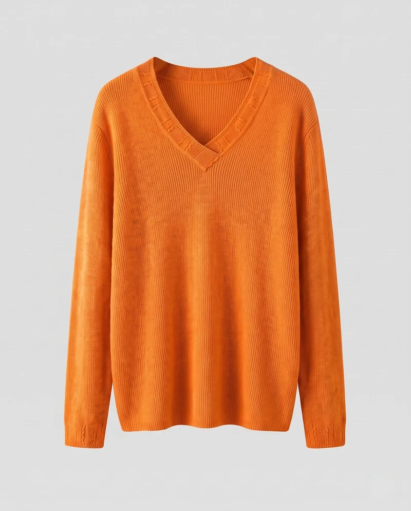 Damen Kaschmir‑Optik Feinstrickpullover mit V‑Ausschnitt und leichtem Mohair‑Finish Nord Taschen