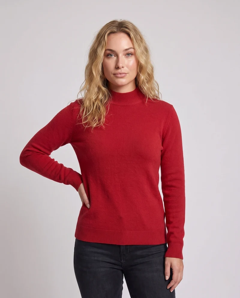 Damen Kaschmir‑Look Mockneckpullover mit extrafeinem Flor und schmaler Silhouette Nord Taschen