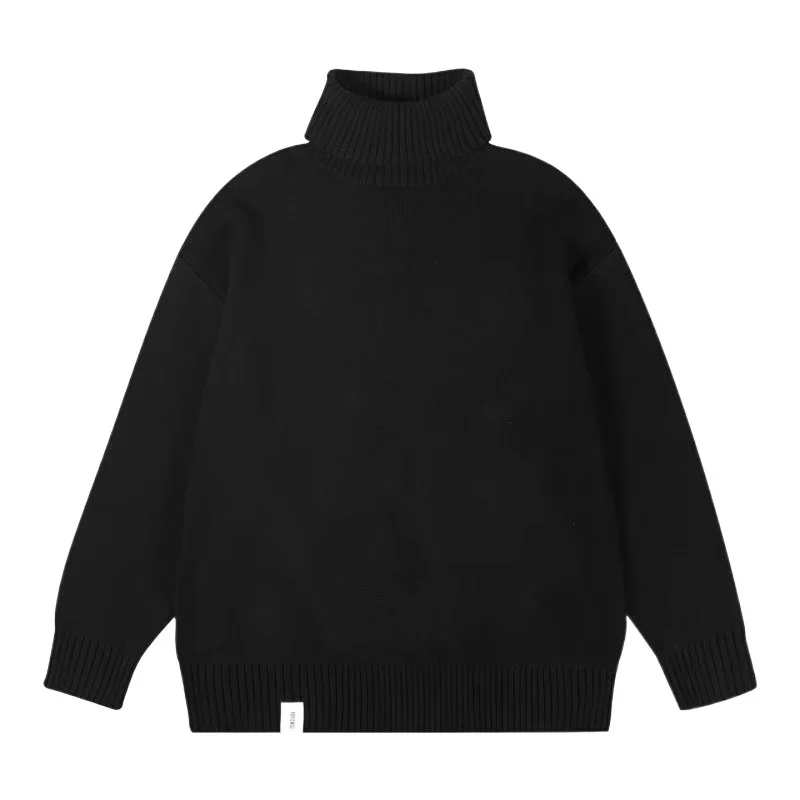 Damen Oversize-Rollkragenpullover aus weichem Baumwollmix mit gerippten Bündchen und verlängertem Saum Nord Taschen