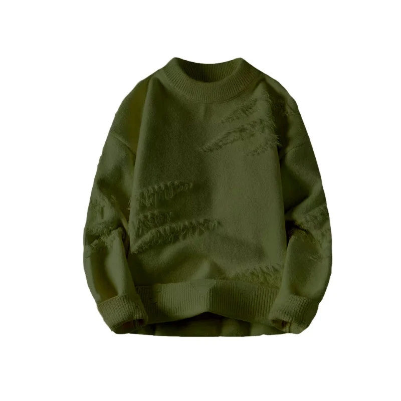 Damen Kurz geschnittener kuscheliger Strickpullover mit Fransen‑Einsätzen und Stehkragen Nord Taschen