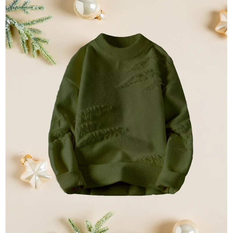 Damen Kurz geschnittener kuscheliger Strickpullover mit Fransen‑Einsätzen und Stehkragen Nord Taschen