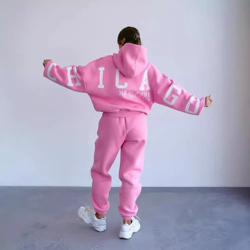 Damen Oversized Kapuzenpullover mit großflächigem Blockprint Nord Taschen