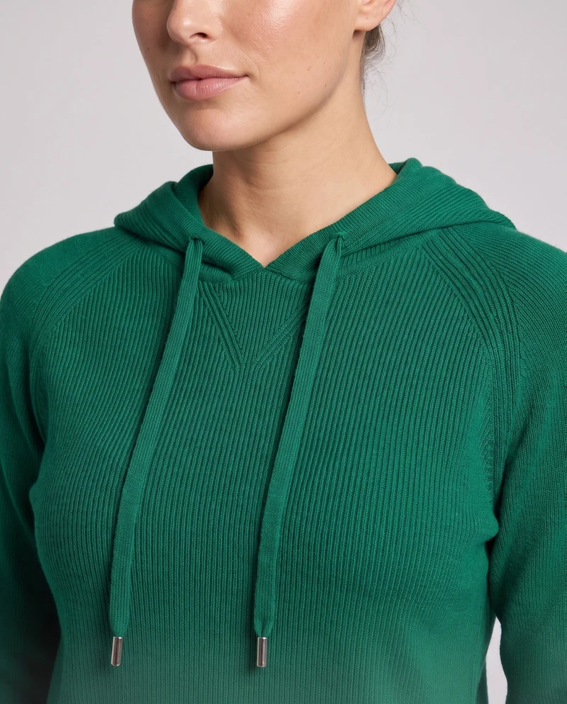 Damen Feinstrick-Kapuzenpullover mit kaschmirähnlicher Haptik und Zierkordeln Nord Taschen