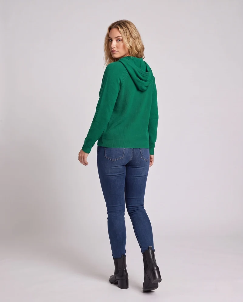 Damen Feinstrick-Kapuzenpullover mit kaschmirähnlicher Haptik und Zierkordeln Nord Taschen