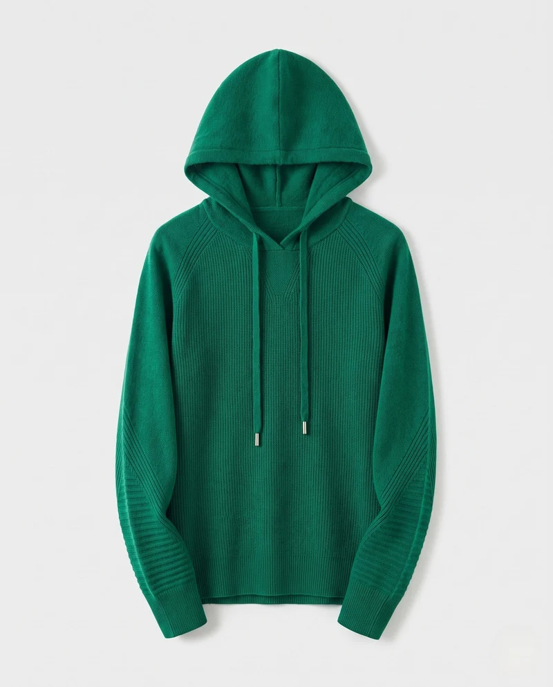 Damen Feinstrick-Kapuzenpullover mit kaschmirähnlicher Haptik und Zierkordeln Nord Taschen