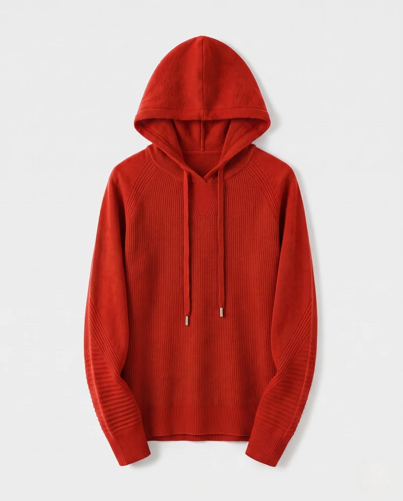 Damen Feinstrick-Kapuzenpullover mit kaschmirähnlicher Haptik und Zierkordeln Nord Taschen