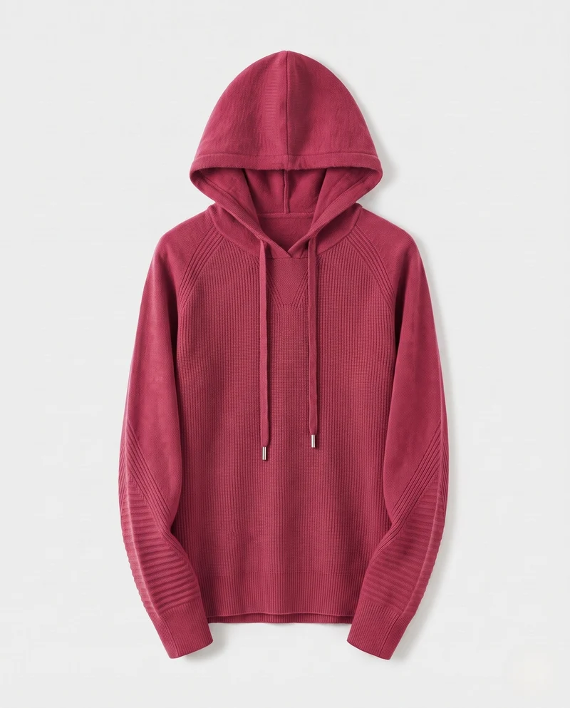 Damen Feinstrick-Kapuzenpullover mit kaschmirähnlicher Haptik und Zierkordeln Nord Taschen