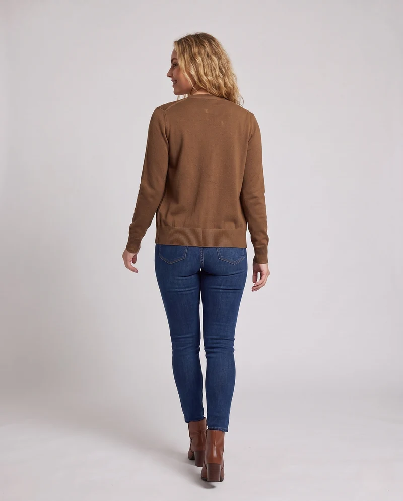 Damen Feinstrick-Cardigan mit V-Ausschnitt und Zierknopfleiste Nord Taschen