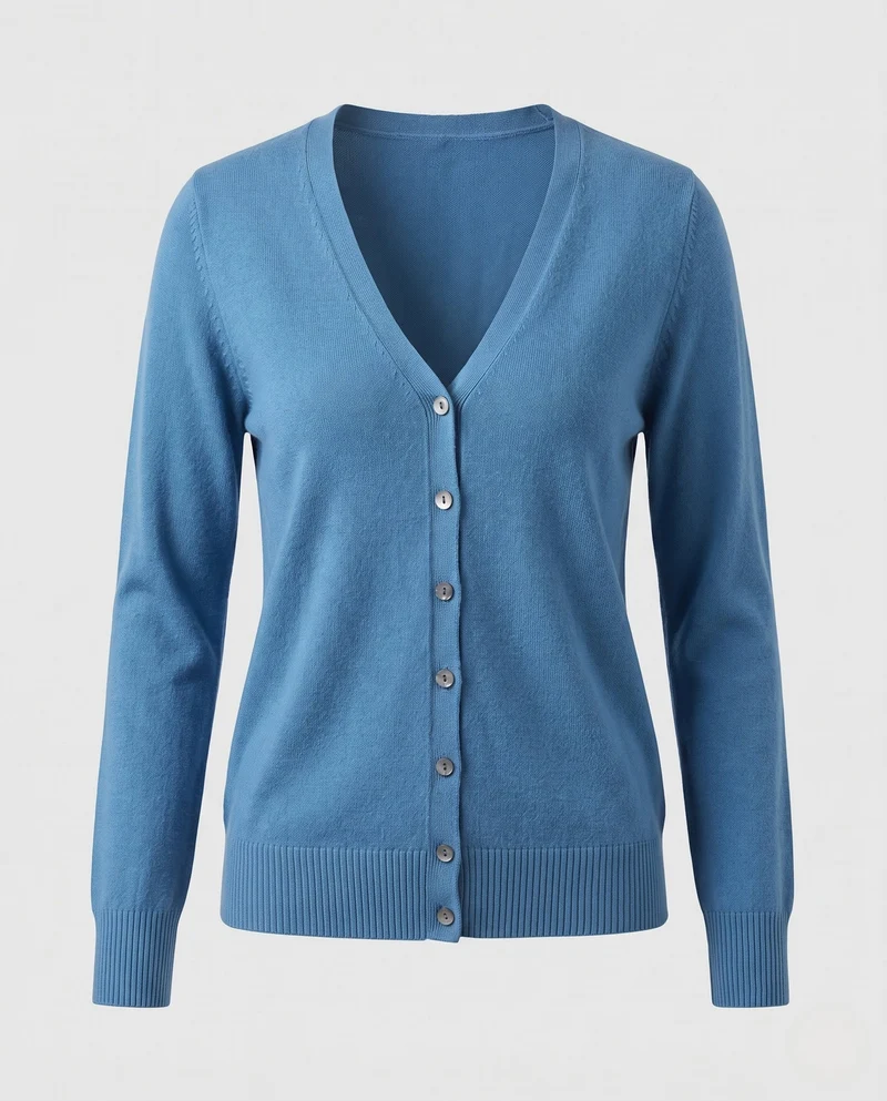 Damen Feinstrick-Cardigan mit V-Ausschnitt und Zierknopfleiste Nord Taschen