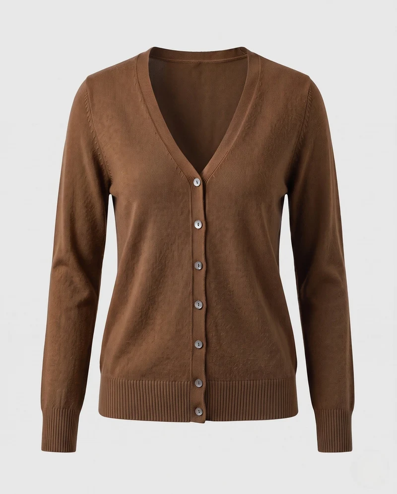 Damen Feinstrick-Cardigan mit V-Ausschnitt und Zierknopfleiste Nord Taschen