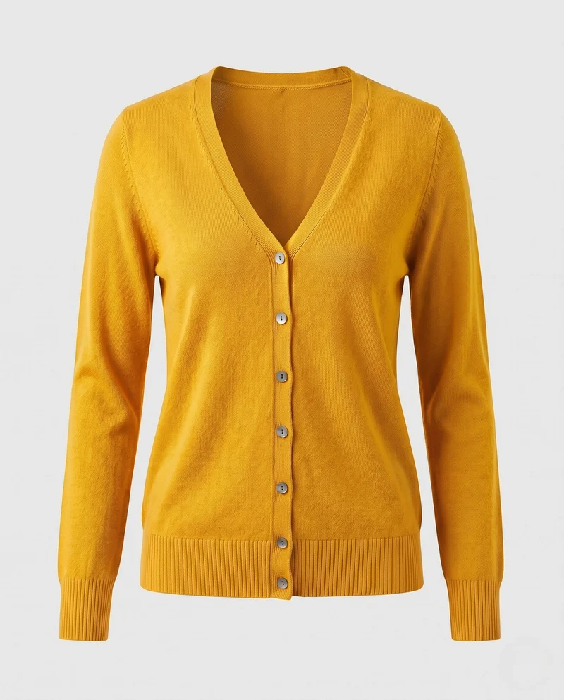 Damen Feinstrick-Cardigan mit V-Ausschnitt und Zierknopfleiste Nord Taschen