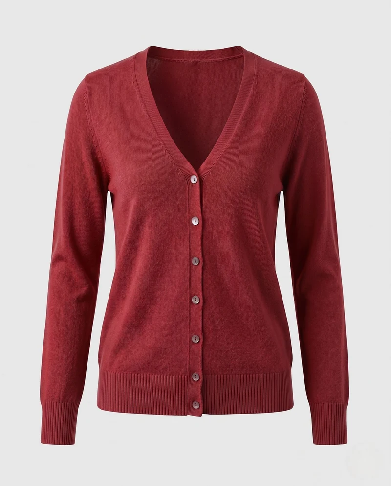 Damen Feinstrick-Cardigan mit V-Ausschnitt und Zierknopfleiste Nord Taschen