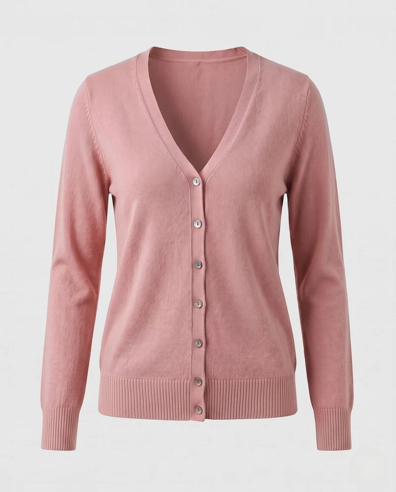 Damen Feinstrick-Cardigan mit V-Ausschnitt und Zierknopfleiste Nord Taschen
