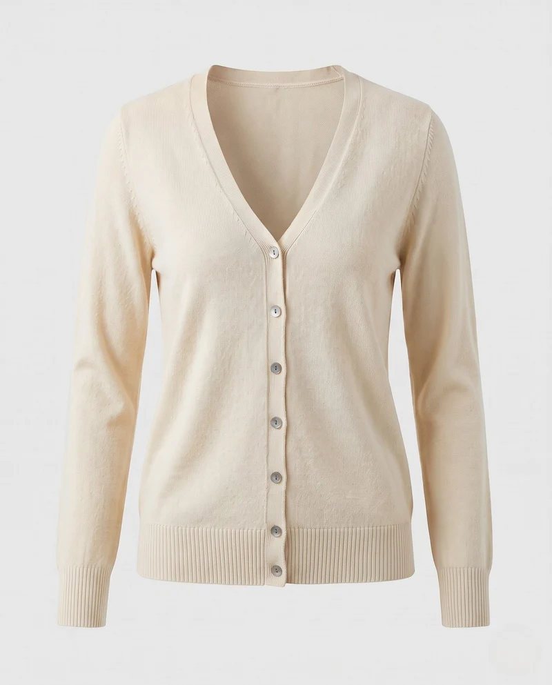 Damen Feinstrick-Cardigan mit V-Ausschnitt und Zierknopfleiste Nord Taschen