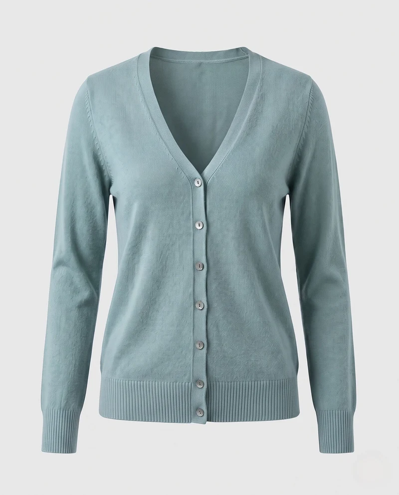 Damen Feinstrick-Cardigan mit V-Ausschnitt und Zierknopfleiste Nord Taschen