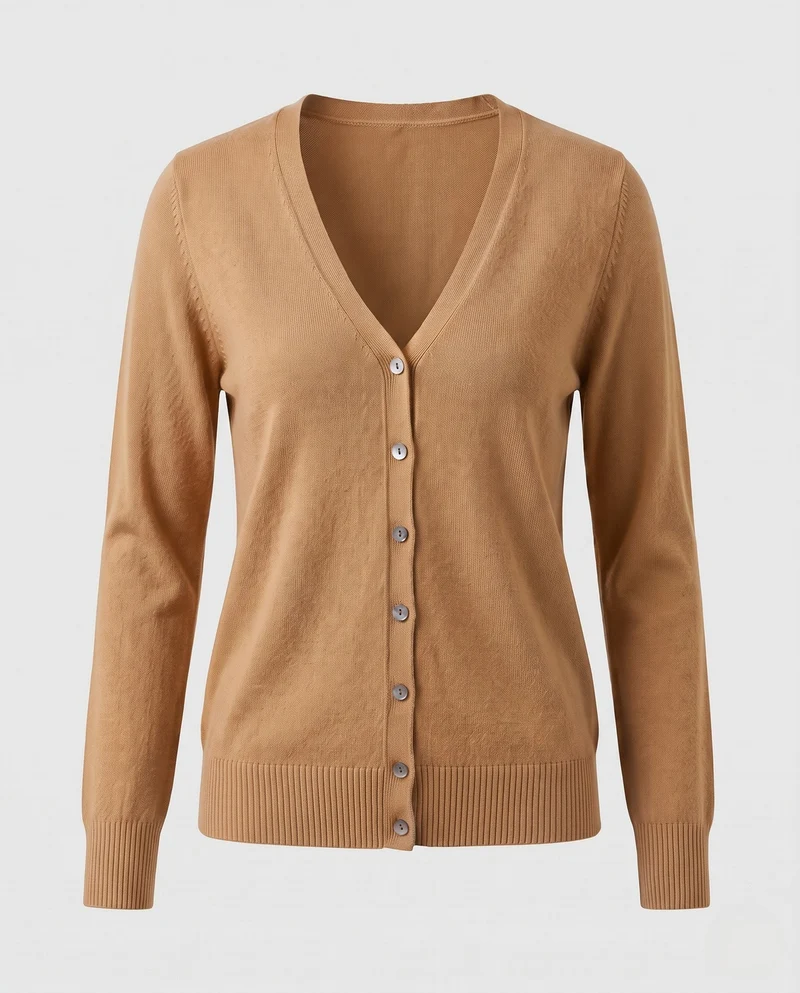 Damen Feinstrick-Cardigan mit V-Ausschnitt und Zierknopfleiste Nord Taschen